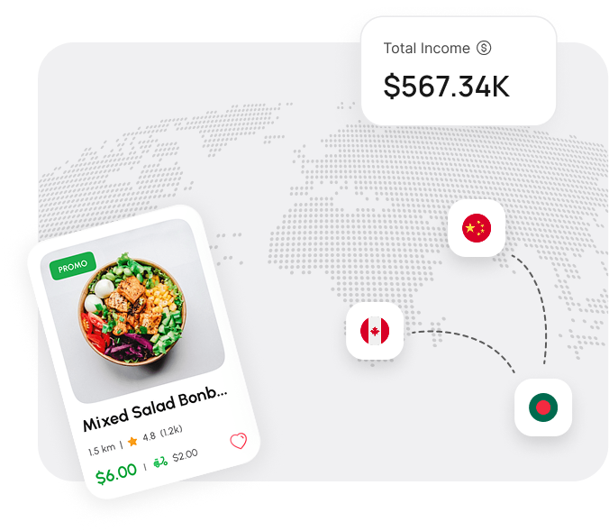 Global restaurant order management map